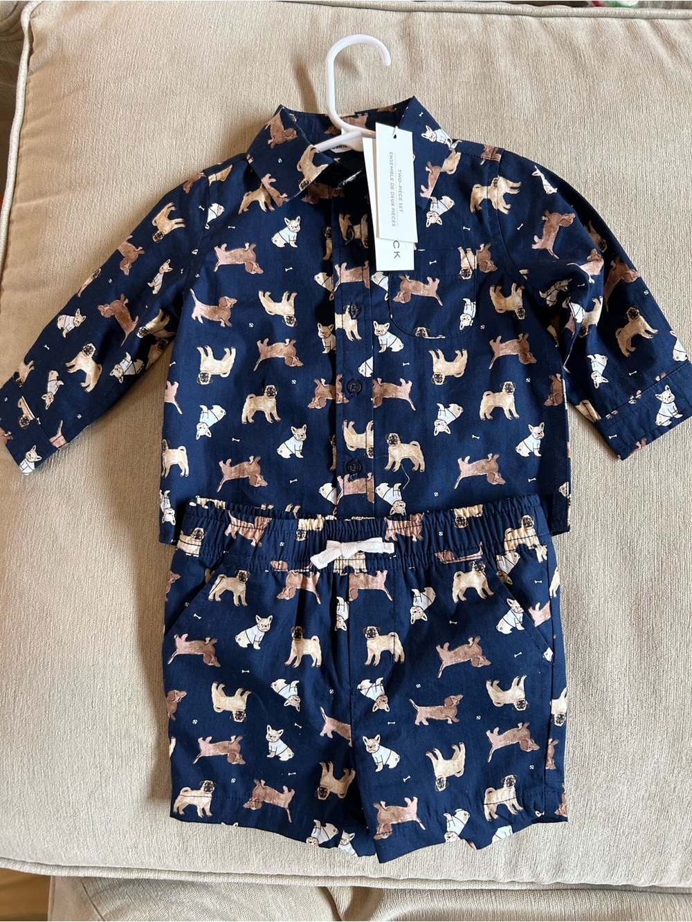 Janie and Jack Navy Dog-Print Set